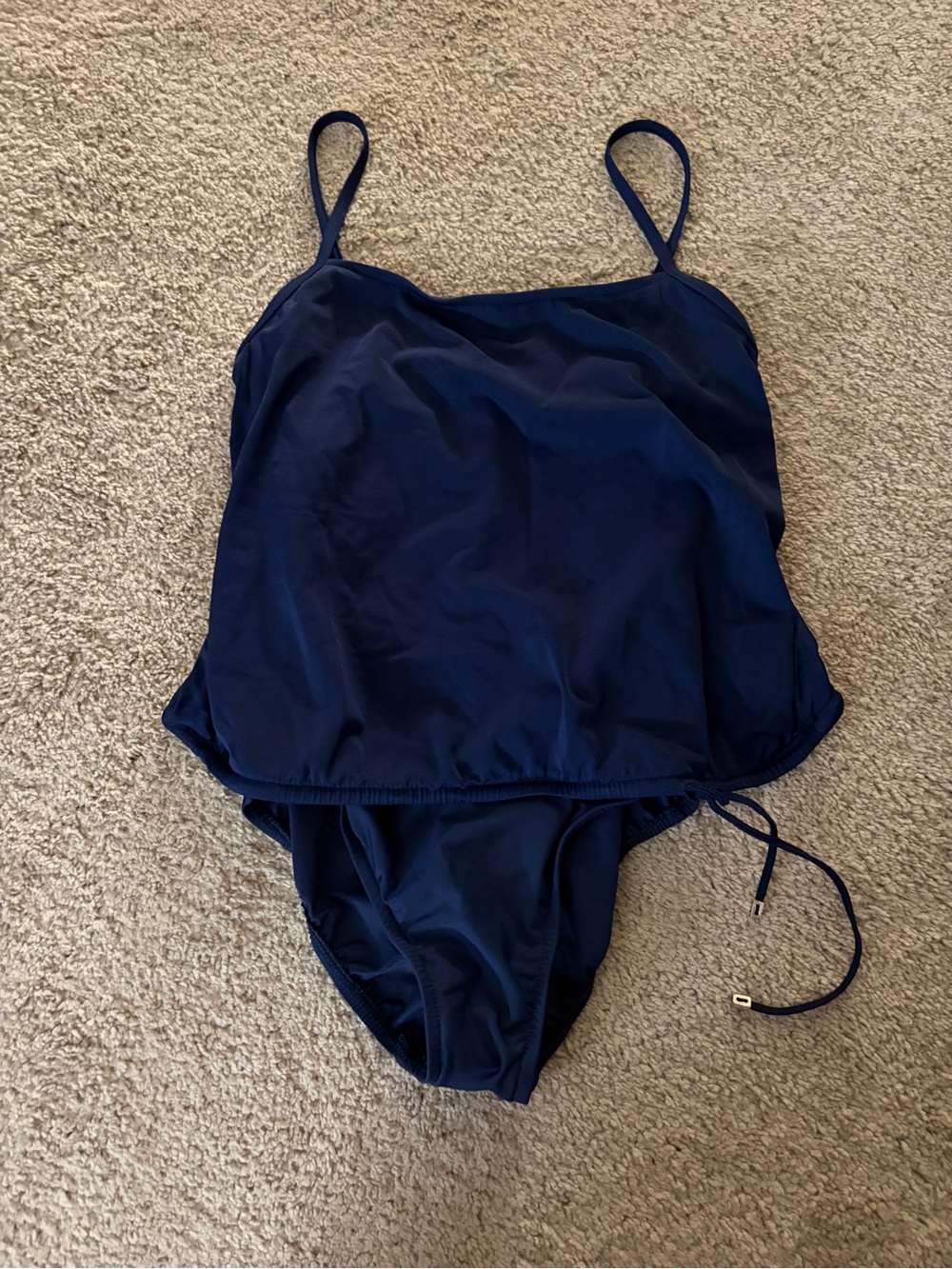 Lands' End Navy Blue Blouson One-Piece Swimsuit